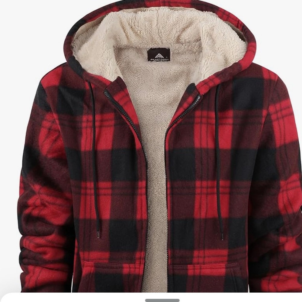 Red and Black Buffalo Plaid Hooded Zip Jacket - Picture 5 of 5